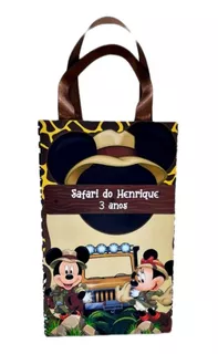 40 Sacolinhas Personalizadas Tema Safari Do Mickey E Minnie