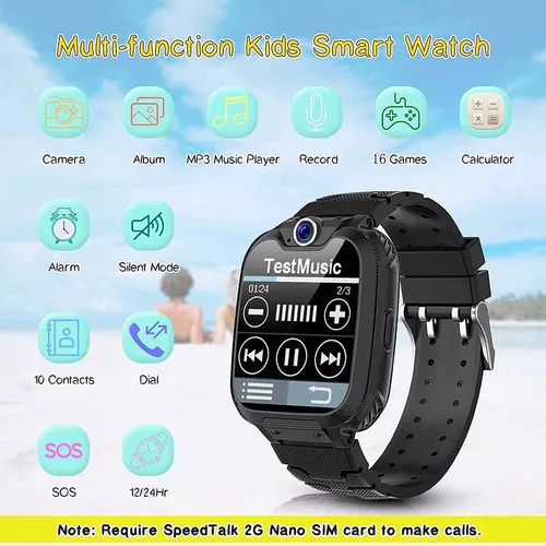 Reloj inteligente para niños, reloj inteligente con pantalla táctil HD con  reproductor de MP3 de música, grabadora de video, cámara, juegos, SOS