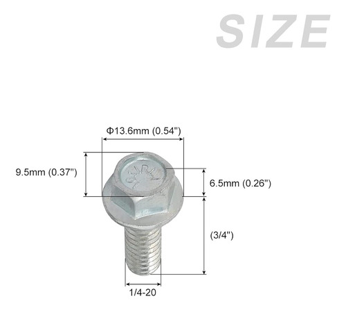Pernos De Cabeza Hexagonal Con Brida (1/4-20 X 3/4 Pulgadas)