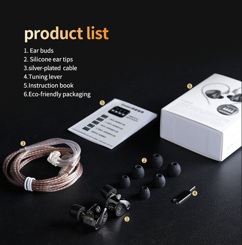 Xinnuo Audiófonos Hifi Kz Castor Monitor Con Interruptor De