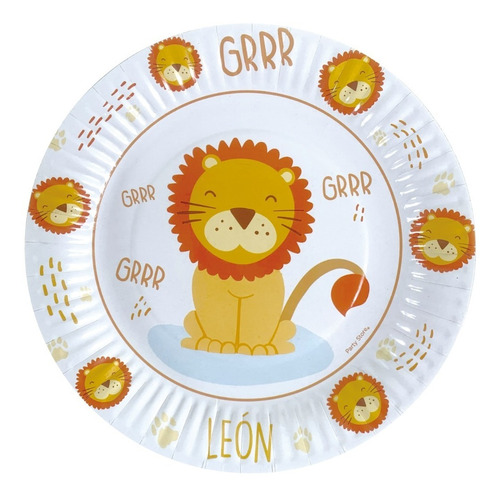 Plato De Polipapel 17cm Leon Animal Selva X 6 Unidades