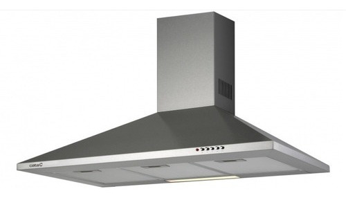 Campana Extractora De Cocina De Pared Marca Cata V600 Inox Ancho 60 Cm Tipo Piramidal Decorativa De Acero Inoxidable. Alta Extracción 620m3/hr. 3 Velocidades. Filtros De Aluminio Lavables.