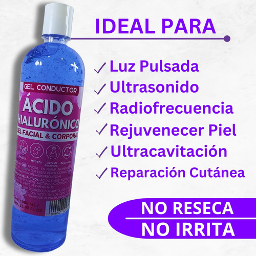 Gel Conductor Hialuronico Corporal Aparatología 1 Lt Relingo