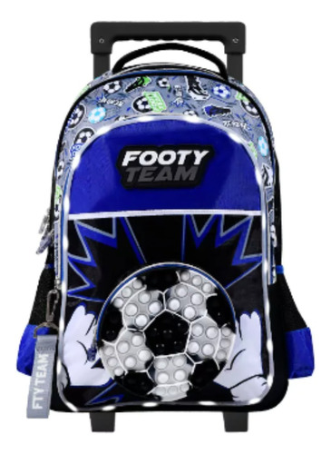 Mochila Escolar Footy Futbol F1791 Color Azul/negro