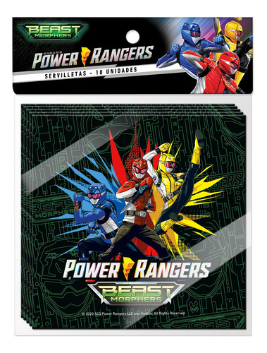 Set 10 Servilletas Power Ranger 33x33cm