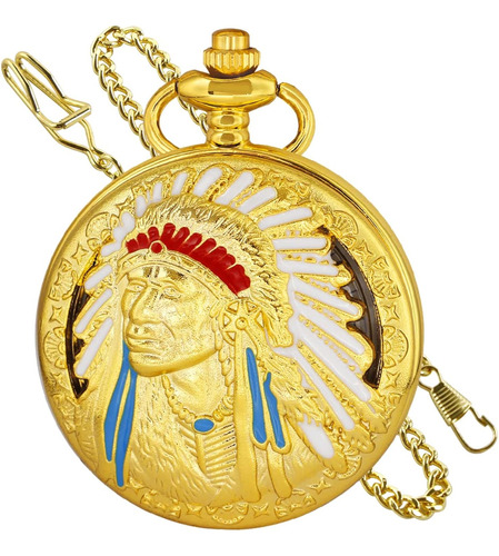 Reloj De Bolsillo De Cuarzo Con Diseño De Nativos Antiguos
