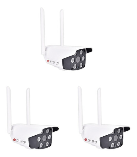 Kit X3 Camaras Seguridad Ip Exterior Hd Con Audio Wifi Noctu