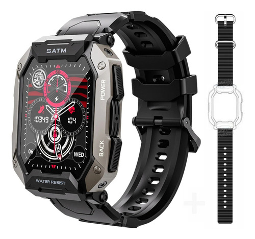 Smartwatch C20 Plus Relógio Inteligente Chamada Bluetooth Caixa Preto Pulseira Preto