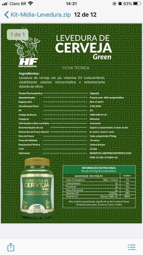 Imagem 8 de 8 de Levedura De Cerveja Green 400 Comp Bionatus