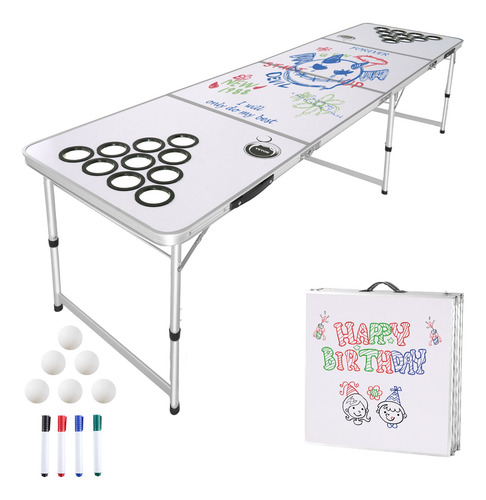 Mesa Para Beer Pong Mesa De Juegos De Beber Plegable Pizarro