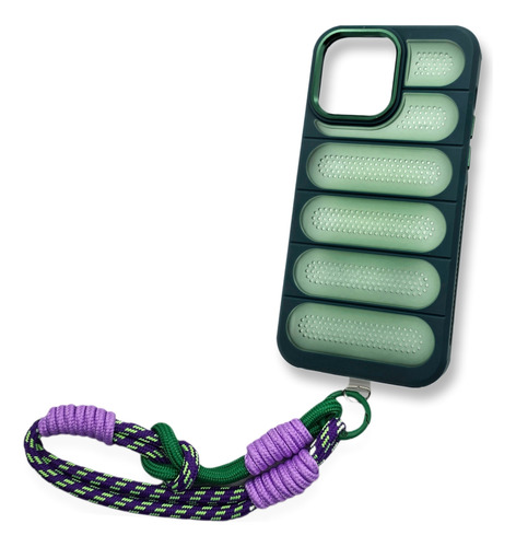 Funda Para Iphone 15 Pro Max Con Correa + Mica + Envio Gb07 Violeta