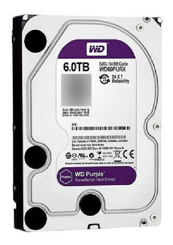 Wd Disco Duro 6tb Purple Cctv 24/7 5400rpm