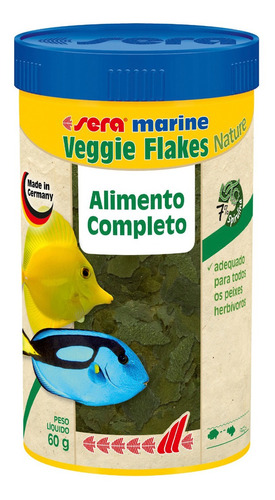 Sera Marine Veggie Flakes Nature - 60g - Ração Peixes