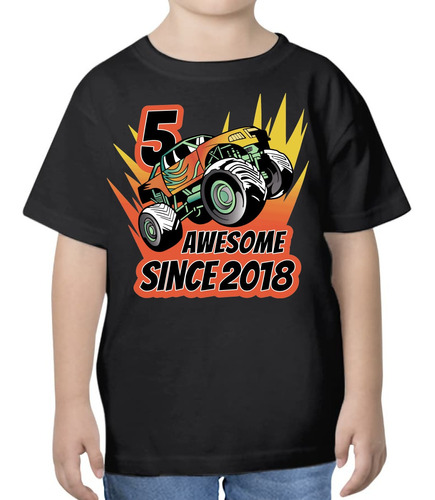 Playera Ilustración-niño-cumpleaños De Monster Truck