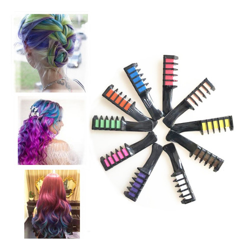 Imagen 8 de 9 de 10 Colores Tiza Peine Tinte De Pelo Temporal Brillante Pelo