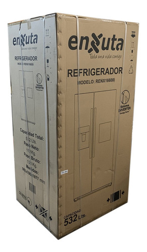 Imagen 2 de 4 de Refrigerador Side By Side Enxuta Disp Agua Y Hielo Renx16600