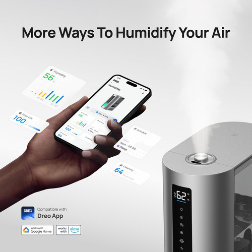 Umidificador Dreo 6l Warm & Cool Mist 60 Horas De Duração Pa