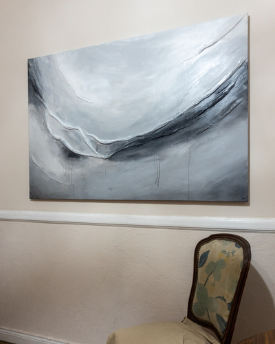 Cuadro Gama Grises, Gris, Texturado Pintado A Mano Wabi Sabi