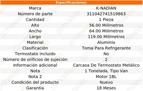 Toma De Refrigerante Aluminio 2 Pernos G30 L6 4.1l 78