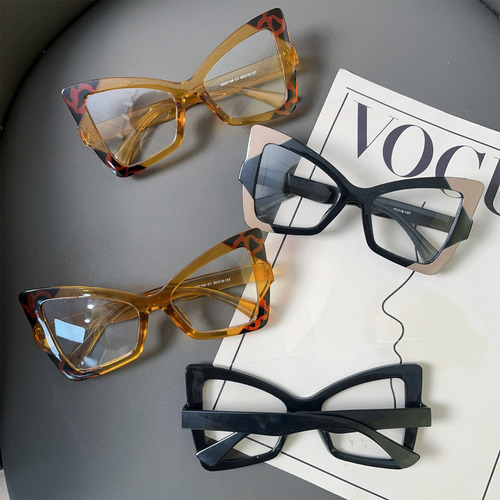 Gafas De Espejo Con Luz Plana Simple Con Marco Cuadrado De 4