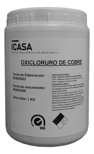 Oxicloruro De Cobre 99% 1 Kg Fungicida Pigmento Suplemento