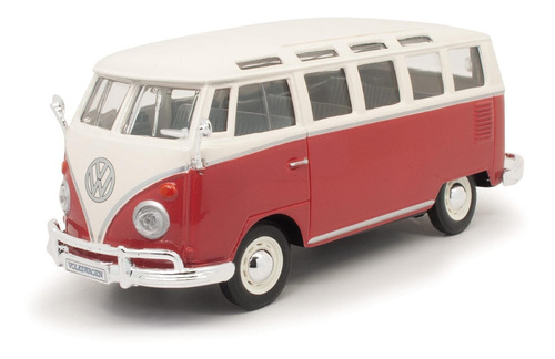Maisto Volkswagen Van  Samba  Bus, Rojo Y Beige 31956  1/25 