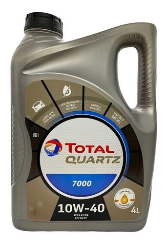 Aceite De Motor Total Semi-sintético Quartz 7000 10w-40 X 4l