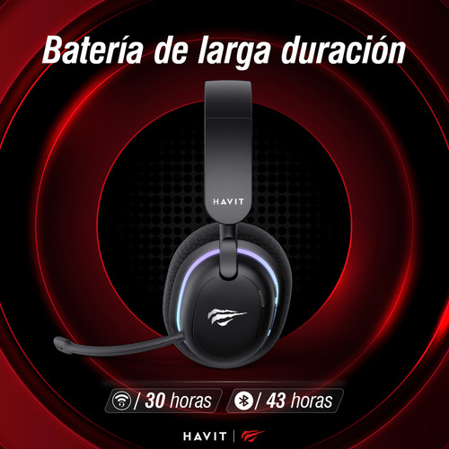 Auriculares Gamer Havit Fuxi-h7 2.4GHz Bluetooth USB 3.5mm Color Negro