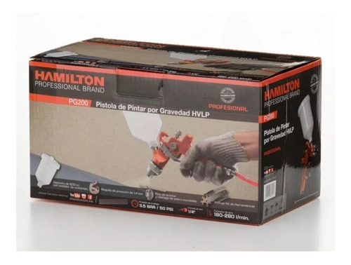 Imagen 3 de 10 de Pistola Pintar Soplete Hvlp Manómetro Hamilton Prof Pg200r