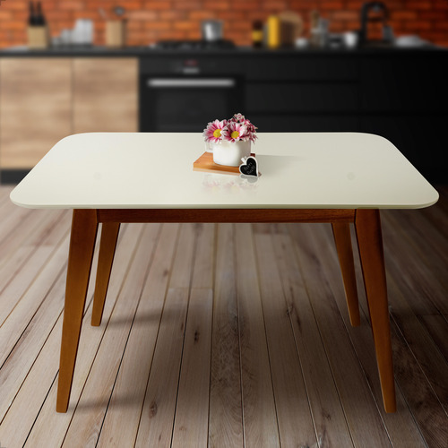 1 Mesa Midtown Madeira Maciça Tampo Off-white 80x118cm 20mm