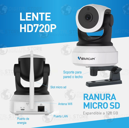 Camara Ip Wifi Inalambrica Motorizada Domo Hd Seguridad P2p Dvr Ir Sd Vstarcam