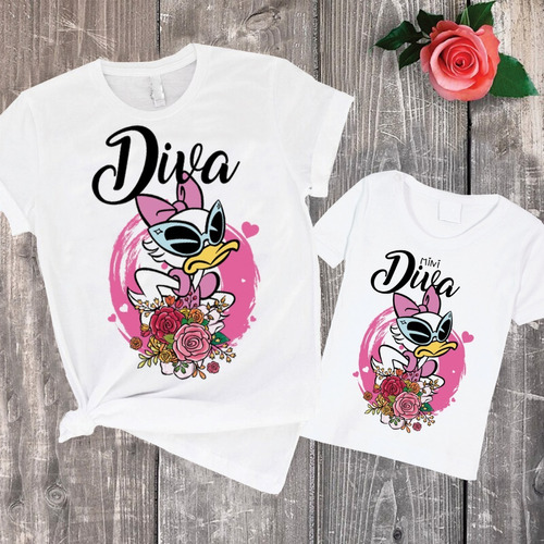 Combo Remera Madre E Hija Combinadas Diva Daisy Mujer Nena