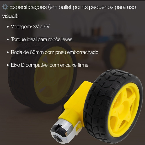 (12) Roda + Pneu + Motor Dc 3 A 6v Reducao Robotica Arduino
