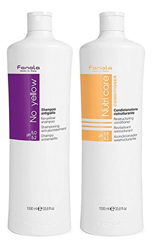 Fanola No Yellow Shampoo - Nutri Care Conditioner, 1000 Ml