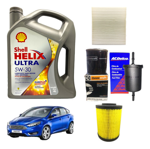 Kit Service Aceite Shell 5w30 + 4 Filtros Ford Focus 3 2.0