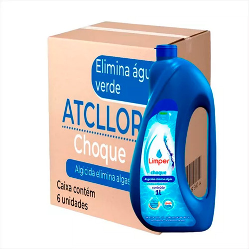 Choque Algicida Elimina Algas Limper 1 Litros Kit C/6 Un