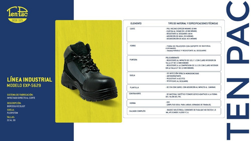 Imagen 5 de 5 de Calzado De Seguridad Ten-pac Borcegui Ecolight Color Negro