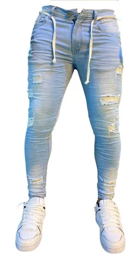 Pantalon De Hombre Jean Skinny Pitillo Denim