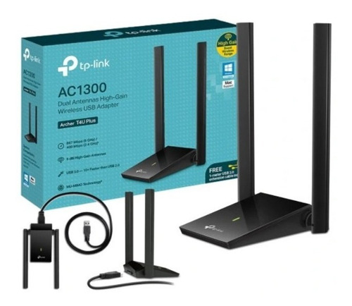 Usb Wifi T4u Plus Ac1300 Dual Band 400mbps Antenas Externas