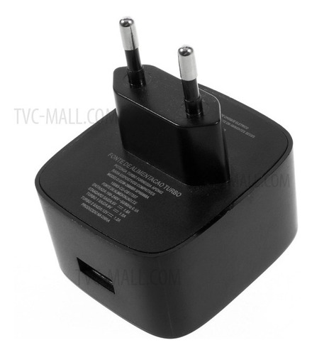 Fonte Usb Turbo Carregador Compatível Motorola Samsung Cor Preto