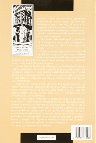 Temas Constitucionales Jorge Carpizo Editorial Porrua Mexico