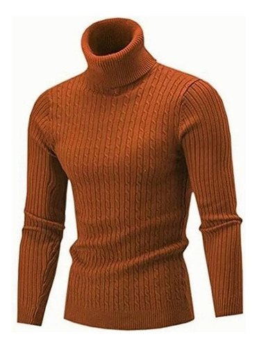 Nuevo Suéter De Hombre De Punto De Cuello Alto De Color Liso