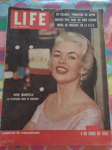 Revista Life Jayne Masfiel La Estatuaria 4 Junio 1956 W