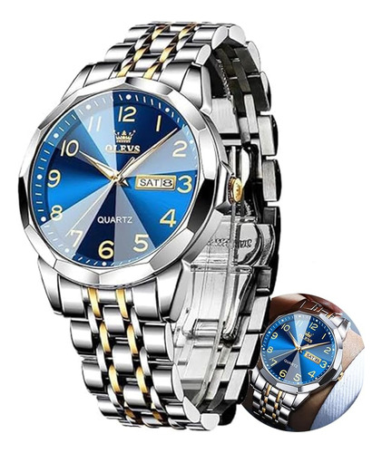 Olevs Reloj Para Hombre Vestido De Negocios Dorado Y Platead