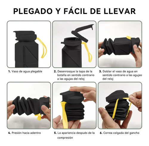 2pz Vaso Botella Agua Plegable Silicon Viaje Oficina Fitness