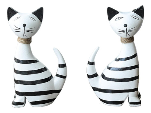 Elegantes Esculturas De Gatos A Rayas Para La Decoración