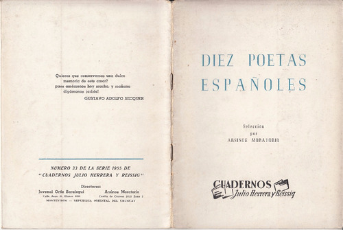 1955 Antologia Poetas Españoles Arsinoe Moratorio Uruguay 