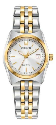 Reloj Citizen Eco Drive® Corso Two Tone Original E-watch Color de la correa Plateado/Dorado Color del bisel Dorado Color del fondo Blanco