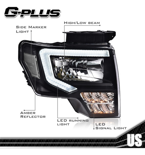 Par De Faros Ford F-150 Negros 2009 2010 2011 2012 2013 2014