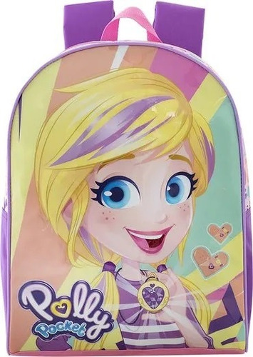 Mochila 16 Infantil Xeryus 9542 Polly Pocket X1 Escolar Cor Rosa Desenho do tecido Liso